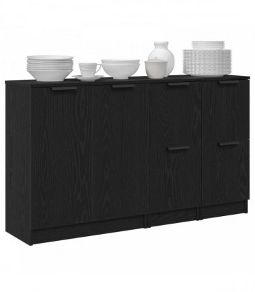 vidaXL Sideboard 3 pcs Black Oak 120 x 30 x 70 cm Engineered Wood