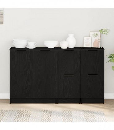 vidaXL Sideboard 3 pcs Black Oak 120 x 30 x 70 cm Engineered Wood