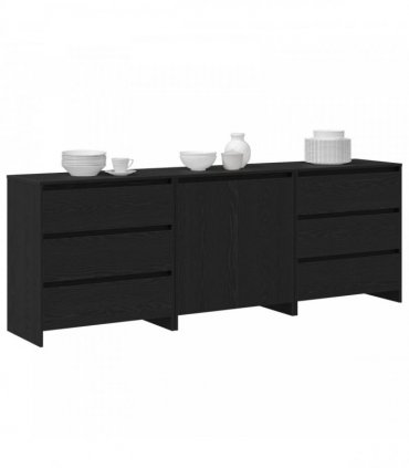 vidaXL Sideboard 3 pcs Black 70 x 41 x 75 cm Engineered Wood