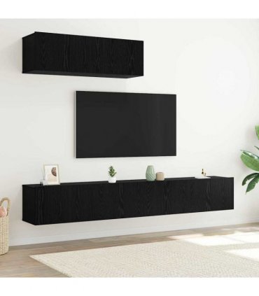 vidaXL TV Cabinet Set 3 pcs Black Oak Engineered Wood