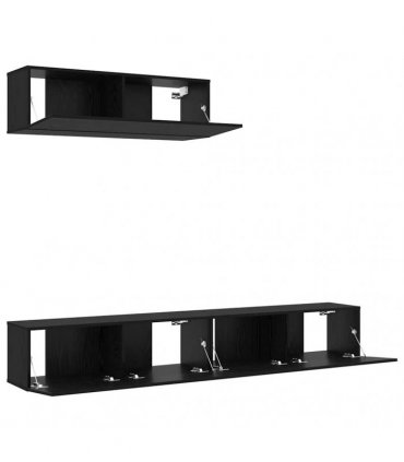 vidaXL TV Cabinet Set 3 pcs Black Oak Engineered Wood