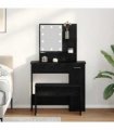 vidaXL LED Dressing Table Set 2 pcs Black Oak 86.5 x 35 x 136 cm