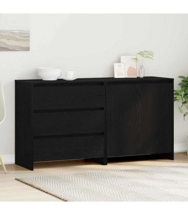 vidaXL Sideboard 2 pcs Black 70 x 41 x 75 cm Engineered Wood