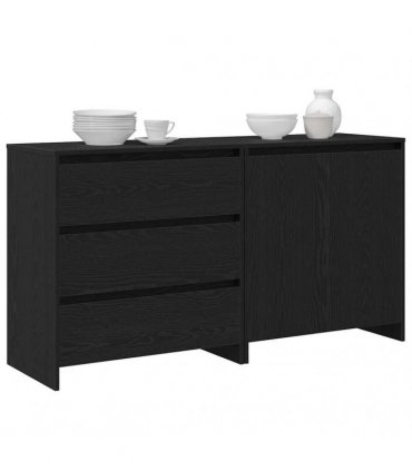 vidaXL Sideboard 2 pcs Black 70 x 41 x 75 cm Engineered Wood