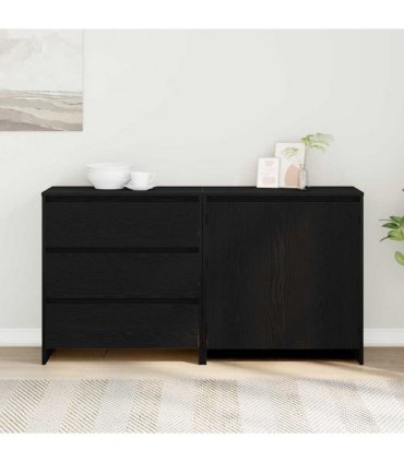vidaXL Sideboard 2 pcs Black 70 x 41 x 75 cm Engineered Wood