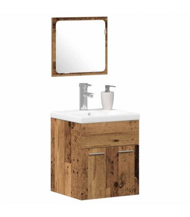 vidaXL Bathroom Furniture Set 3 pcs Old Wood Engineered Wood
