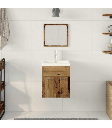 vidaXL Bathroom Furniture Set 3 pcs Old Wood Engineered Wood