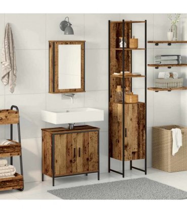 vidaXL Bathroom Furniture Set 3 pcs Brown Engineered wood