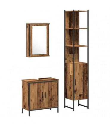 vidaXL Bathroom Furniture Set 3 pcs Brown Engineered wood