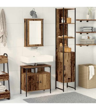 vidaXL Bathroom Furniture Set 3 pcs Old Wood Engineered Wood