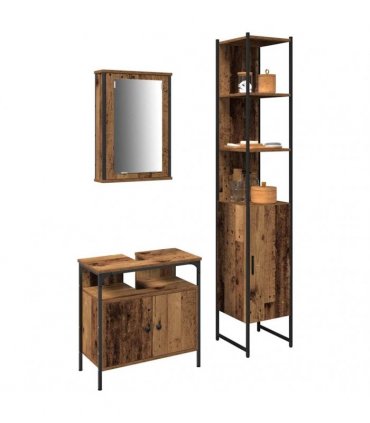 vidaXL Bathroom Furniture Set 3 pcs Old Wood Engineered Wood