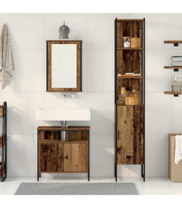 vidaXL Bathroom Furniture Set 3 pcs Old Wood Engineered Wood
