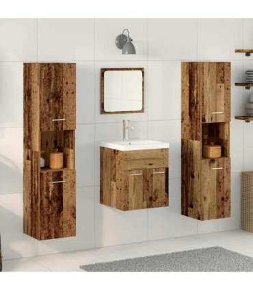 vidaXL Bathroom Furniture Set 4 pcs Old Wood 41 x 38.5 x 46 cm