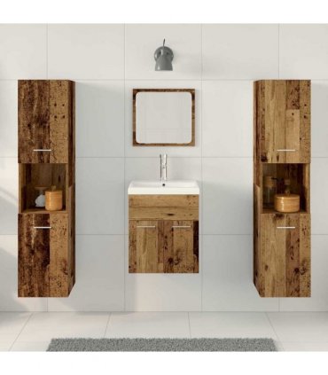 vidaXL Bathroom Furniture Set 4 pcs Old Wood 41 x 38.5 x 46 cm