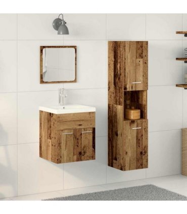 vidaXL Bathroom Furniture Set 4 pcs Old Wood Engineered Wood