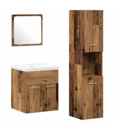 vidaXL Bathroom Furniture Set 4 pcs Old Wood Engineered Wood