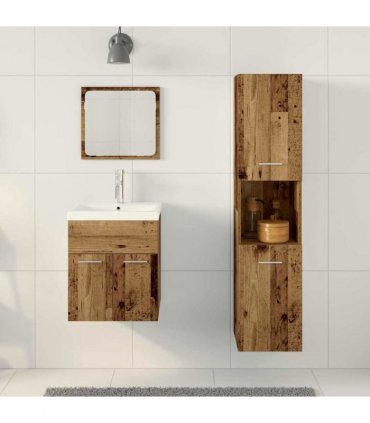 vidaXL Bathroom Furniture Set 4 pcs Old Wood Engineered Wood