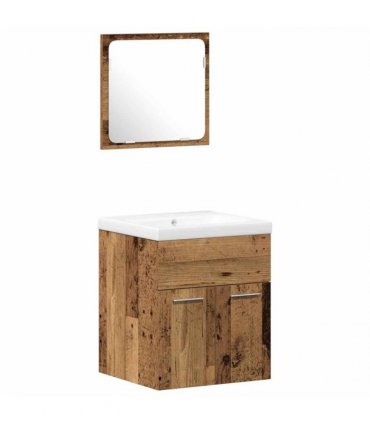 vidaXL Bathroom Furniture Set 4 pcs Old Wood Engineered Wood