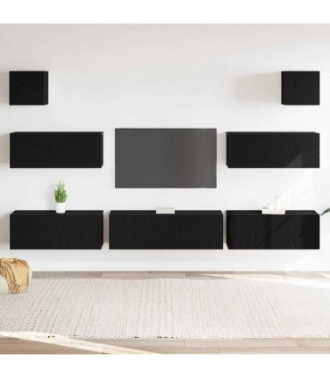 vidaXL TV Cabinet Set 7 pcs 100 x 30 x 30 cm Black Oak