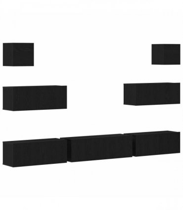 vidaXL TV Cabinet Set 7 pcs 100 x 30 x 30 cm Black Oak