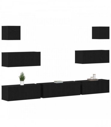 vidaXL TV Cabinet Set 7 pcs 100 x 30 x 30 cm Black Oak