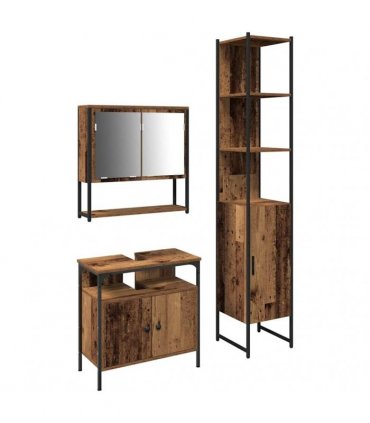vidaXL Bathroom Furniture Set 3 pcs Old Wood Engineered Wood