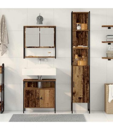 vidaXL Bathroom Furniture Set 3 pcs Old Wood Engineered Wood