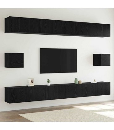 vidaXL TV Cabinet Set 8 pcs 100 x 30 x 30 cm Black Oak