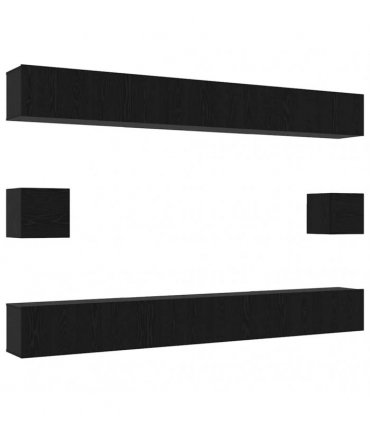 vidaXL TV Cabinet Set 8 pcs 100 x 30 x 30 cm Black Oak