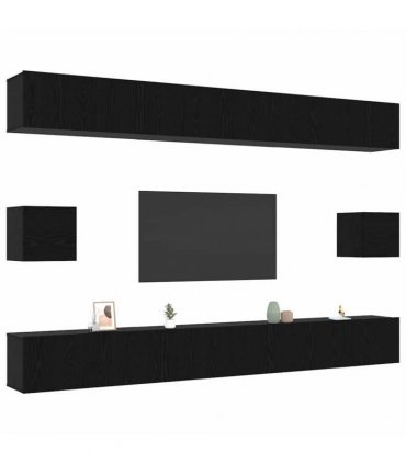vidaXL TV Cabinet Set 8 pcs 100 x 30 x 30 cm Black Oak