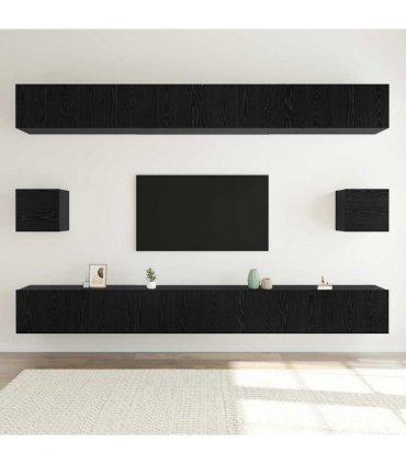 vidaXL TV Cabinet Set 8 pcs 100 x 30 x 30 cm Black Oak