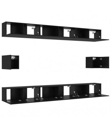 vidaXL TV Cabinet Set 8 pcs 100 x 30 x 30 cm Black Oak
