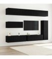 vidaXL TV Cabinet Set 7 pcs 12.01 x 11.81 x 43.31 in Black Oak