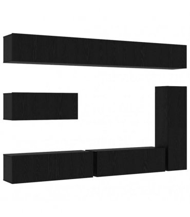 vidaXL TV Cabinet Set 7 pcs 12.01 x 11.81 x 43.31 in Black Oak
