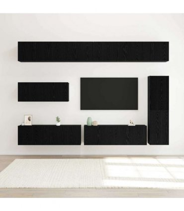 vidaXL TV Cabinet Set 7 pcs 12.01 x 11.81 x 43.31 in Black Oak