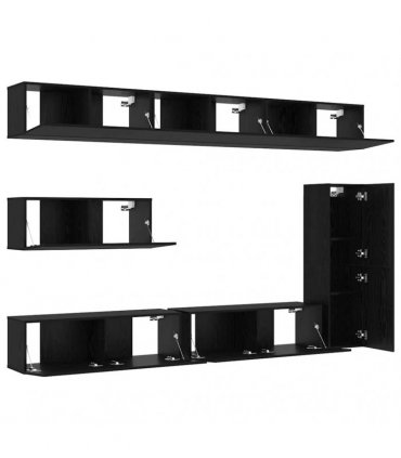 vidaXL TV Cabinet Set 7 pcs 12.01 x 11.81 x 43.31 in Black Oak