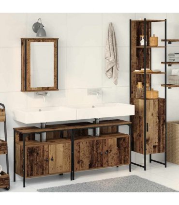 vidaXL Bathroom Furniture Set 4 pcs Old Wood Engineered Wood