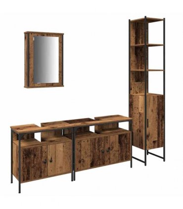vidaXL Bathroom Furniture Set 4 pcs Old Wood Engineered Wood
