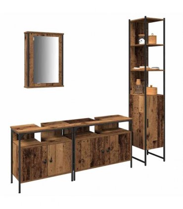 vidaXL Bathroom Furniture Set 4 pcs Old Wood Engineered Wood