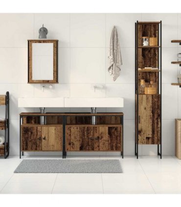 vidaXL Bathroom Furniture Set 4 pcs Old Wood Engineered Wood
