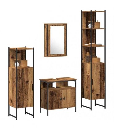vidaXL Bathroom Furniture Set 4 pcs Old Wood Engineered Wood