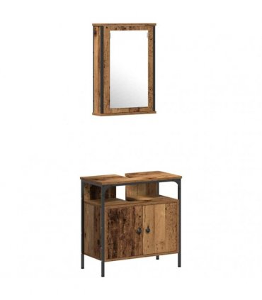 vidaXL Bathroom Furniture Set 4 pcs Old Wood Engineered Wood