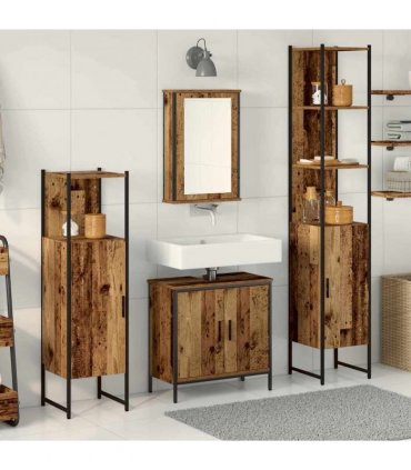 vidaXL Bathroom Furniture Set 4 pcs Brown Engineered wood
