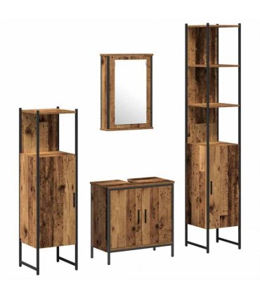 vidaXL Bathroom Furniture Set 4 pcs Brown Engineered wood