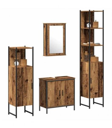 vidaXL Bathroom Furniture Set 4 pcs Brown Engineered wood