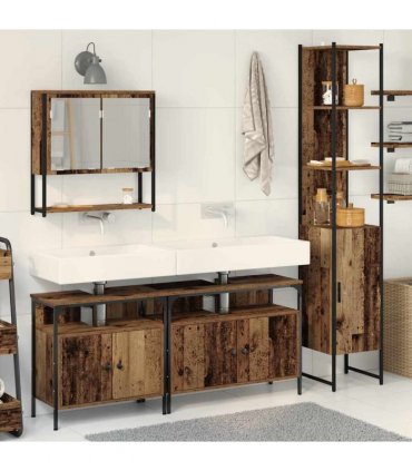 vidaXL Bathroom Furniture Set 4 pcs Old Wood Engineered Wood
