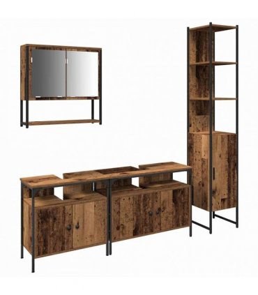 vidaXL Bathroom Furniture Set 4 pcs Old Wood Engineered Wood