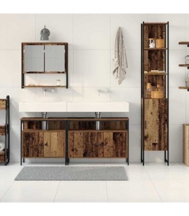 vidaXL Bathroom Furniture Set 4 pcs Old Wood Engineered Wood