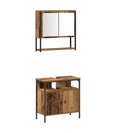 vidaXL Bathroom Furniture Set 4 pcs Old Wood Engineered Wood