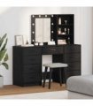 vidaXL Dressing Table 3 pcs Black 40 x 41 x 135 cm Engineered Wood